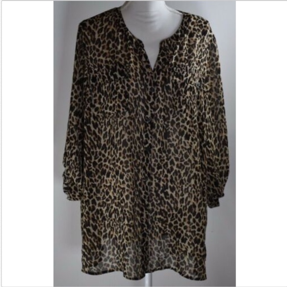 Lane Bryant Tops - Lane Bryant roll tab blouse top shirt  22 24 print